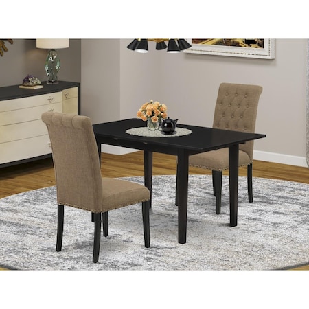 East West Furniture 3 Piece Norfolk Rectangle Dinette Set - Black NOBR3-BLK-17